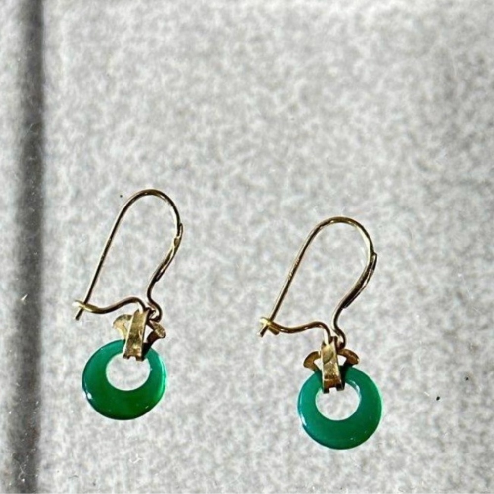 14k Gold Jade Earrings